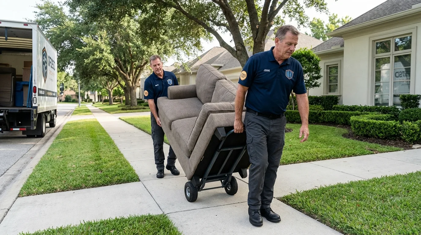 Local residential moving crew loading furniture in Falmouth, ME
